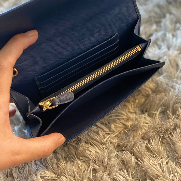 - Prada Saffiano leather wallet blue - Picture 6 of 14